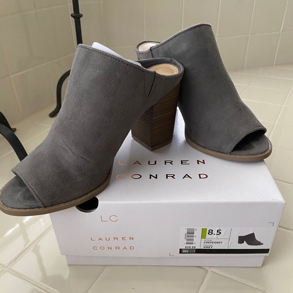 Lauren Conrad crepegrey mules-8.5